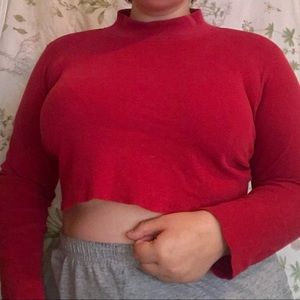 cropped red artsy turtle neck!!